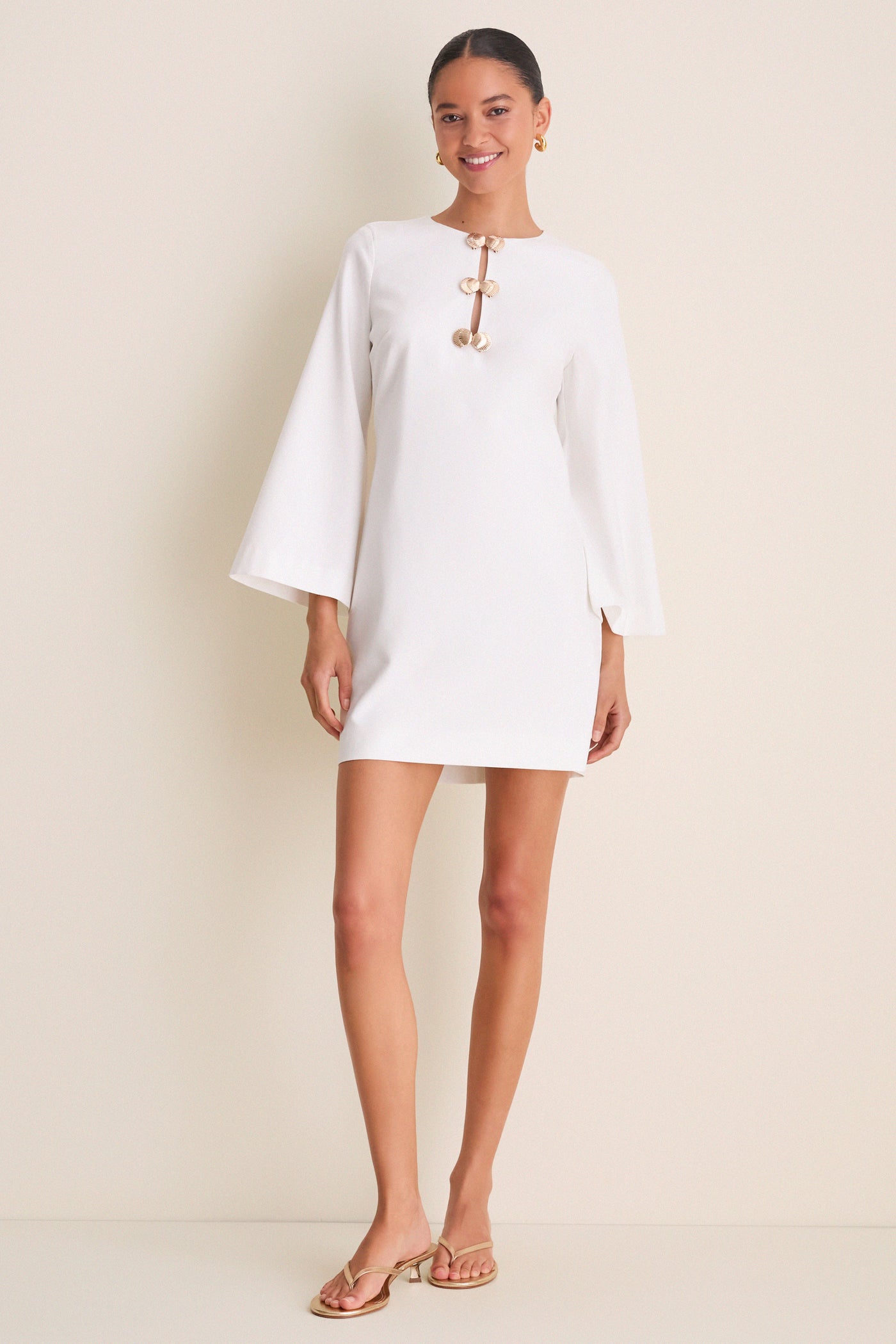 Ivory Linen Shell Hardware Etta Mini Caftan