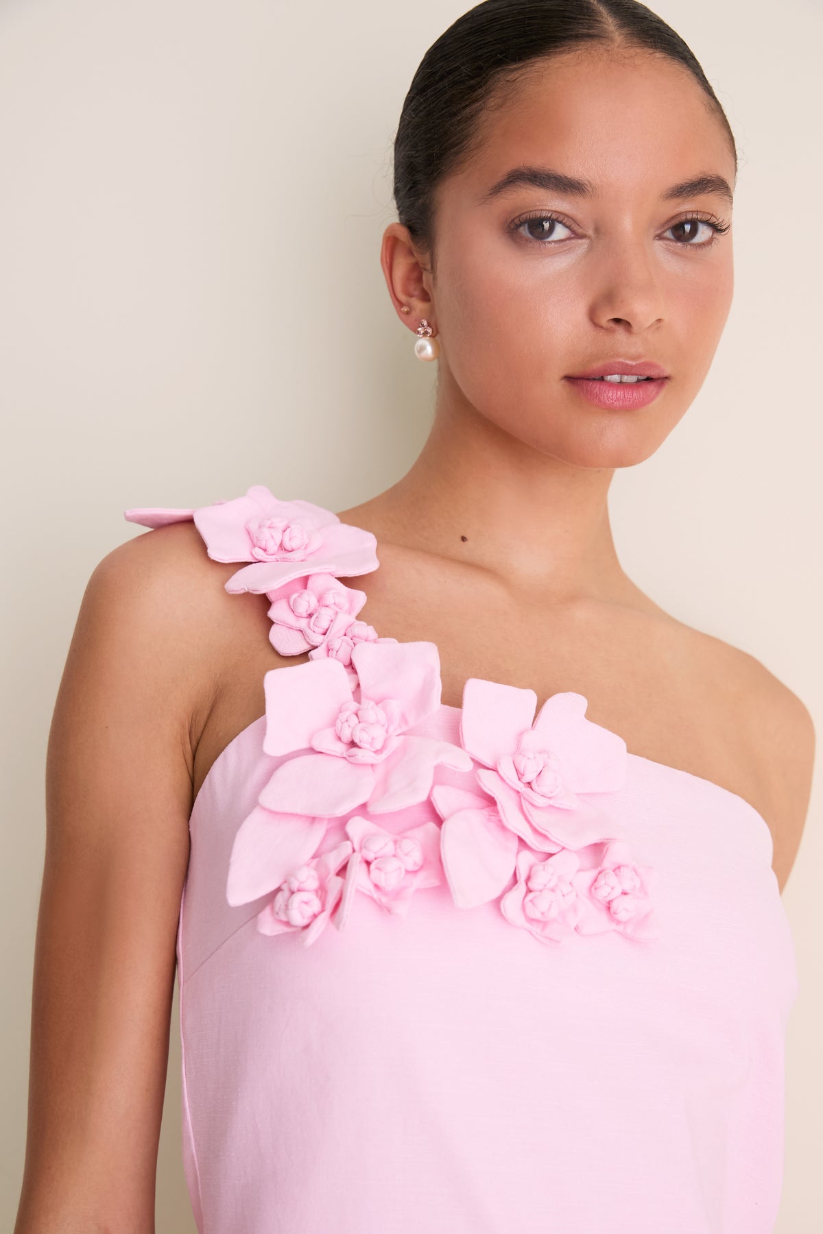 Hyacinth House Pink 3D Floral Applique Rosey Mini Dress Pink / XL Hyacinth House Pink 3D Floral Applique Rosey Mini Dress Pink / XL