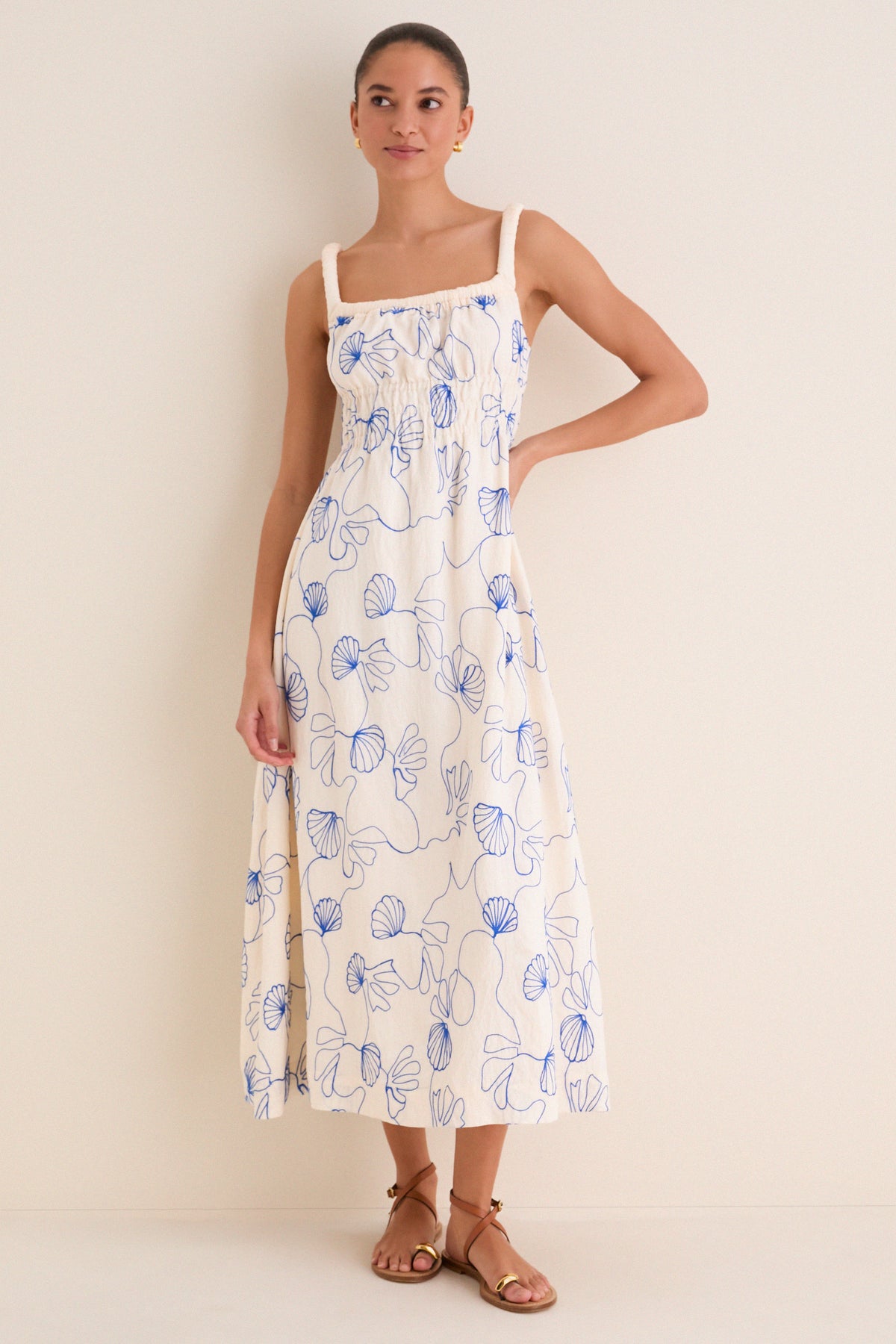 blue bonnet maxi dress Serenity Embroidered Maxi Dress-Floral – whoopikids main image 0
