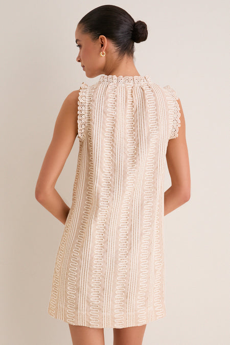 Tan & Cream Applique Valerie Mini Dress
