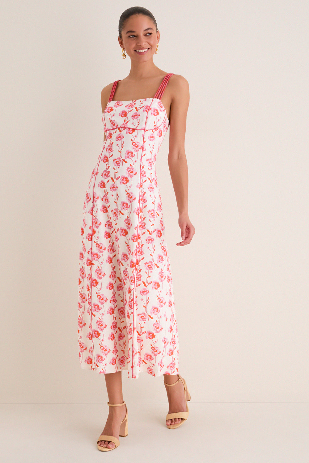 sleeveless floral maxi dress Hyacinth House Poppy Trellis Floral Cordelia Maxi Dress Pink & Orange Floral / XL