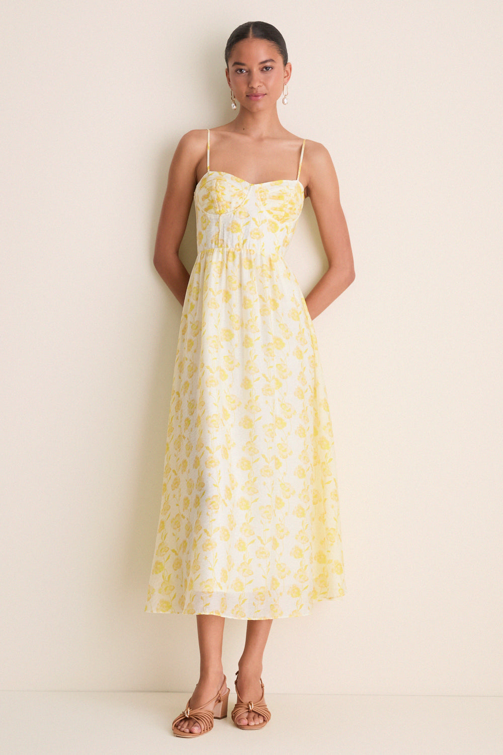 Yellow Floral Bustier Jessamine Maxi Dress