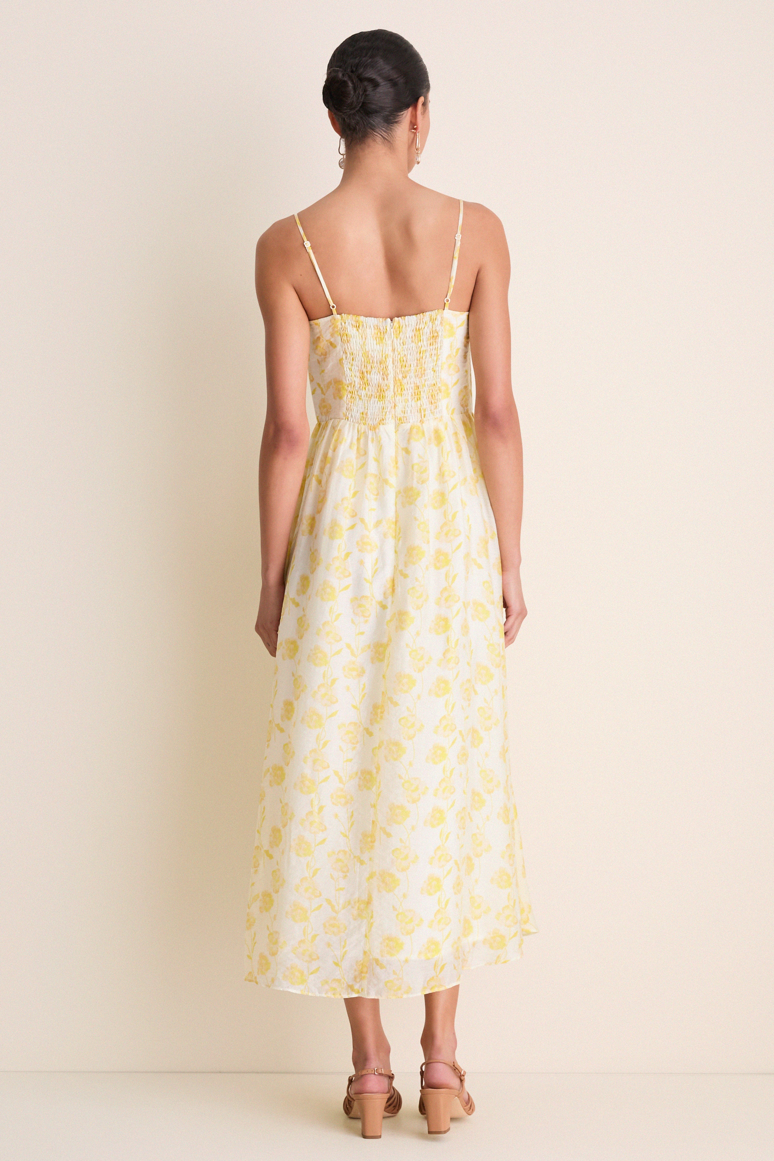 Yellow Floral Bustier Jessamine Maxi Dress | Hyacinth House
