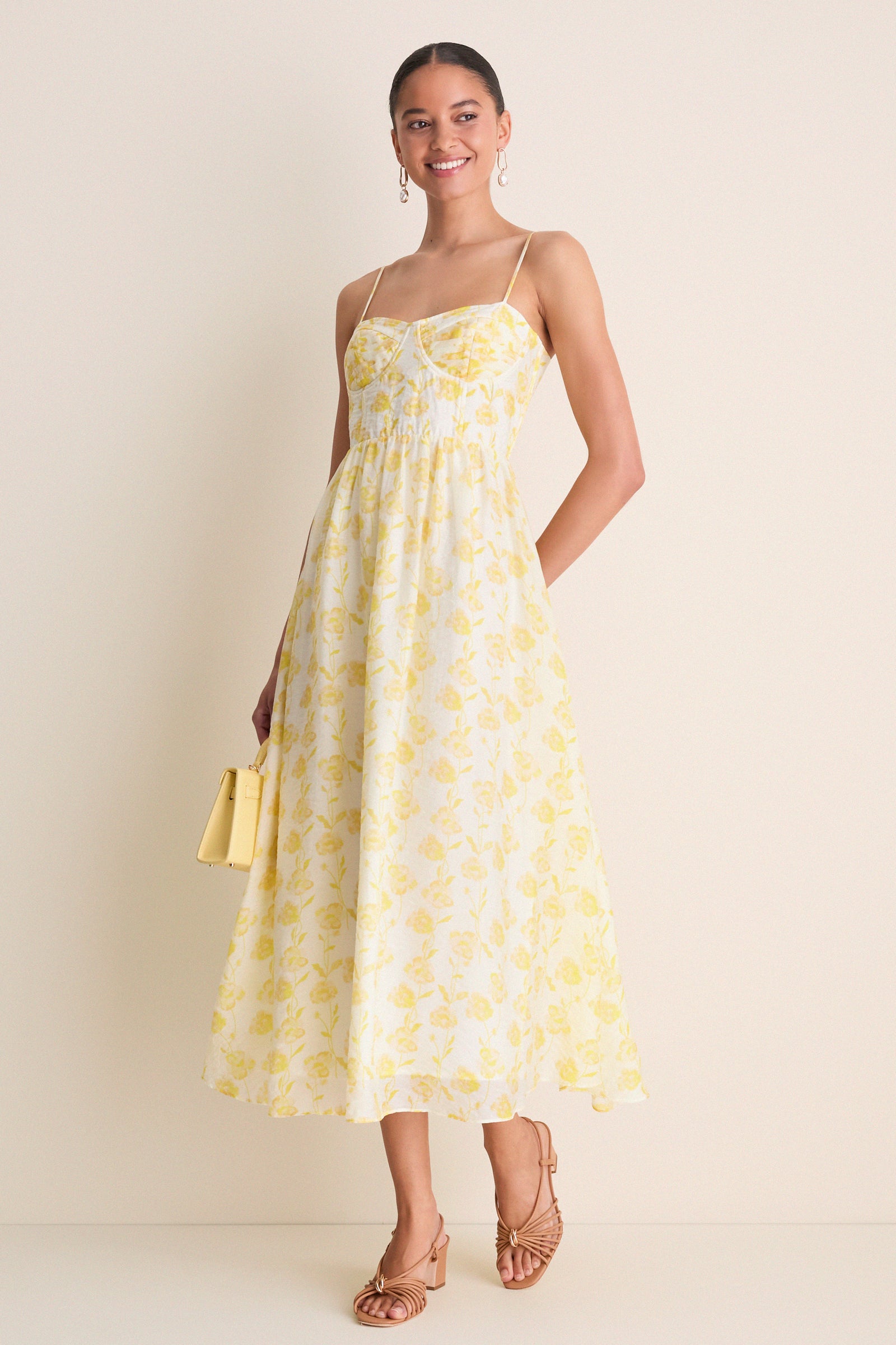 Hyacinth House Yellow Floral Bustier Jessamine Maxi Dress Yellow Floral / L Hyacinth House Yellow Floral Bustier Jessamine Maxi Dress Yellow Floral / L