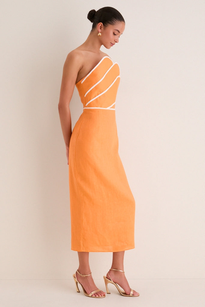 Orange Linen Clementine Maxi Dress | English Factory Orange Linen Clementine Maxi Dress | English Factory