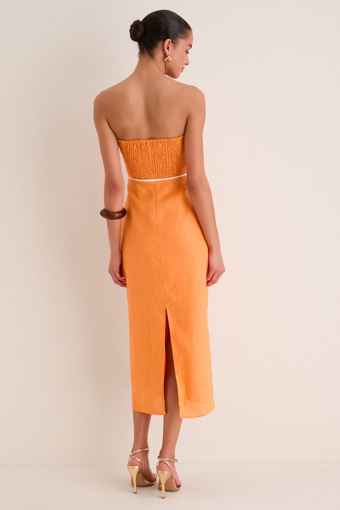 Orange Linen Clementine Maxi Dress | English Factory Orange Linen Clementine Maxi Dress | English Factory