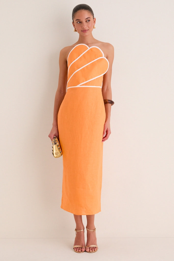 Orange Linen Clementine Maxi Dress | English Factory Orange Linen Clementine Maxi Dress | English Factory