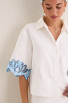 Sky Blue Embroidered Button-Up Beatrix Shirt