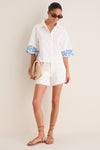 Sky Blue Embroidered Button-Up Beatrix Shirt