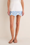 Sky Blue Embroidered Potter Mini Skirt