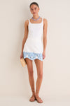 Sky Blue Embroidered Potter Mini Skirt