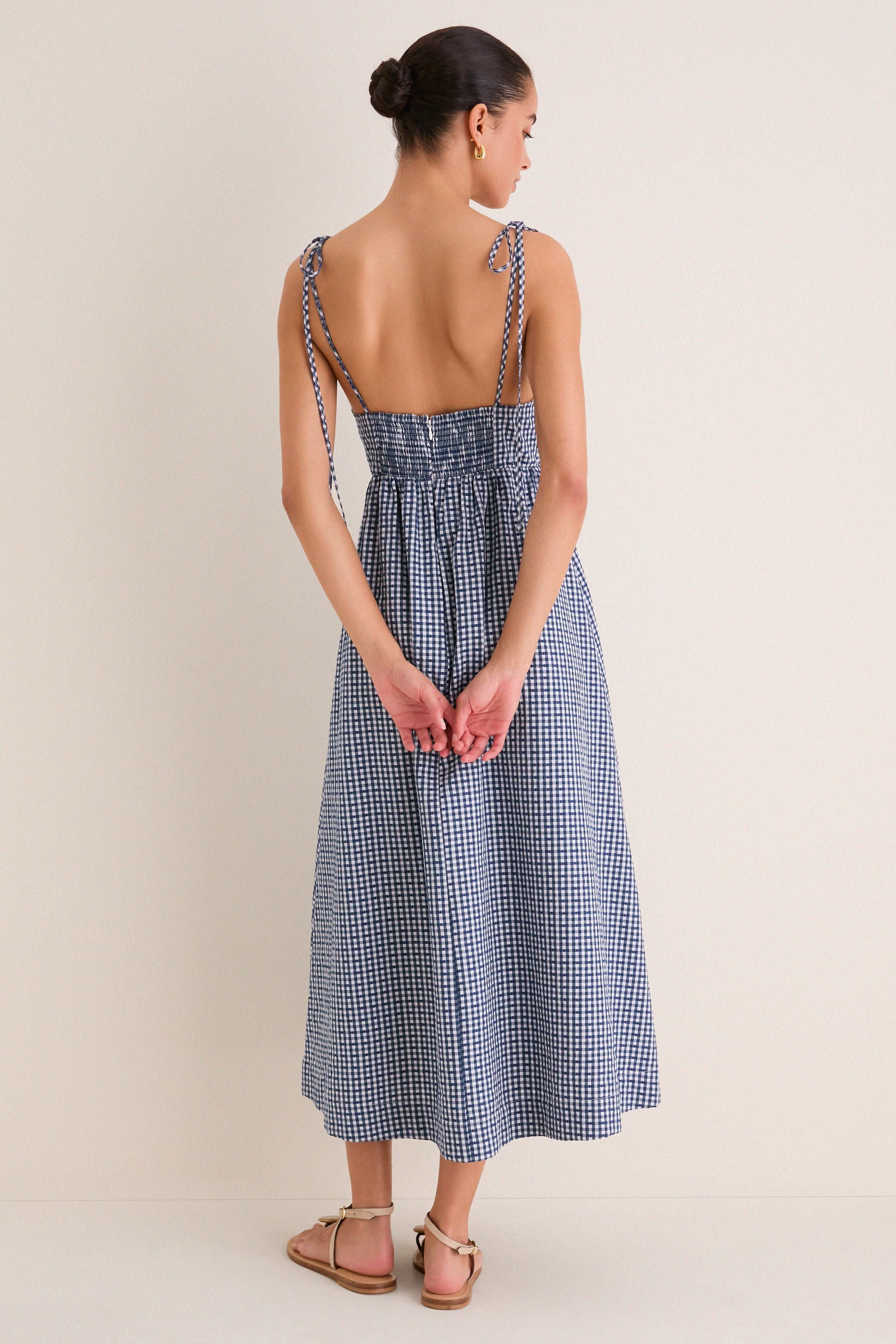 Navy Gingham Sloan Maxi Dress | English Factory