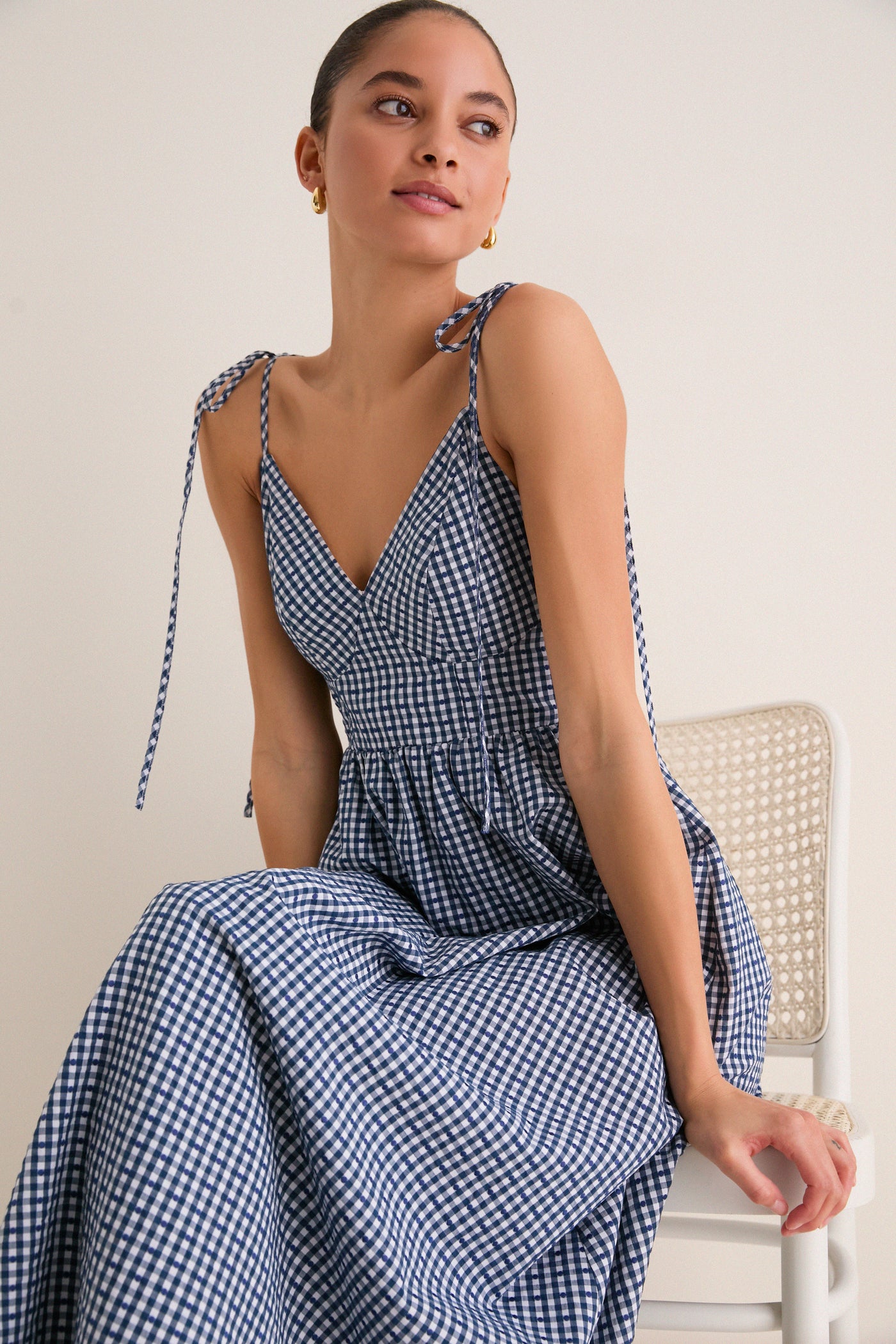 English Factory Navy Gingham Sloan Maxi Dress Navy Gingham / S English Factory Navy Gingham Sloan Maxi Dress Navy Gingham / S