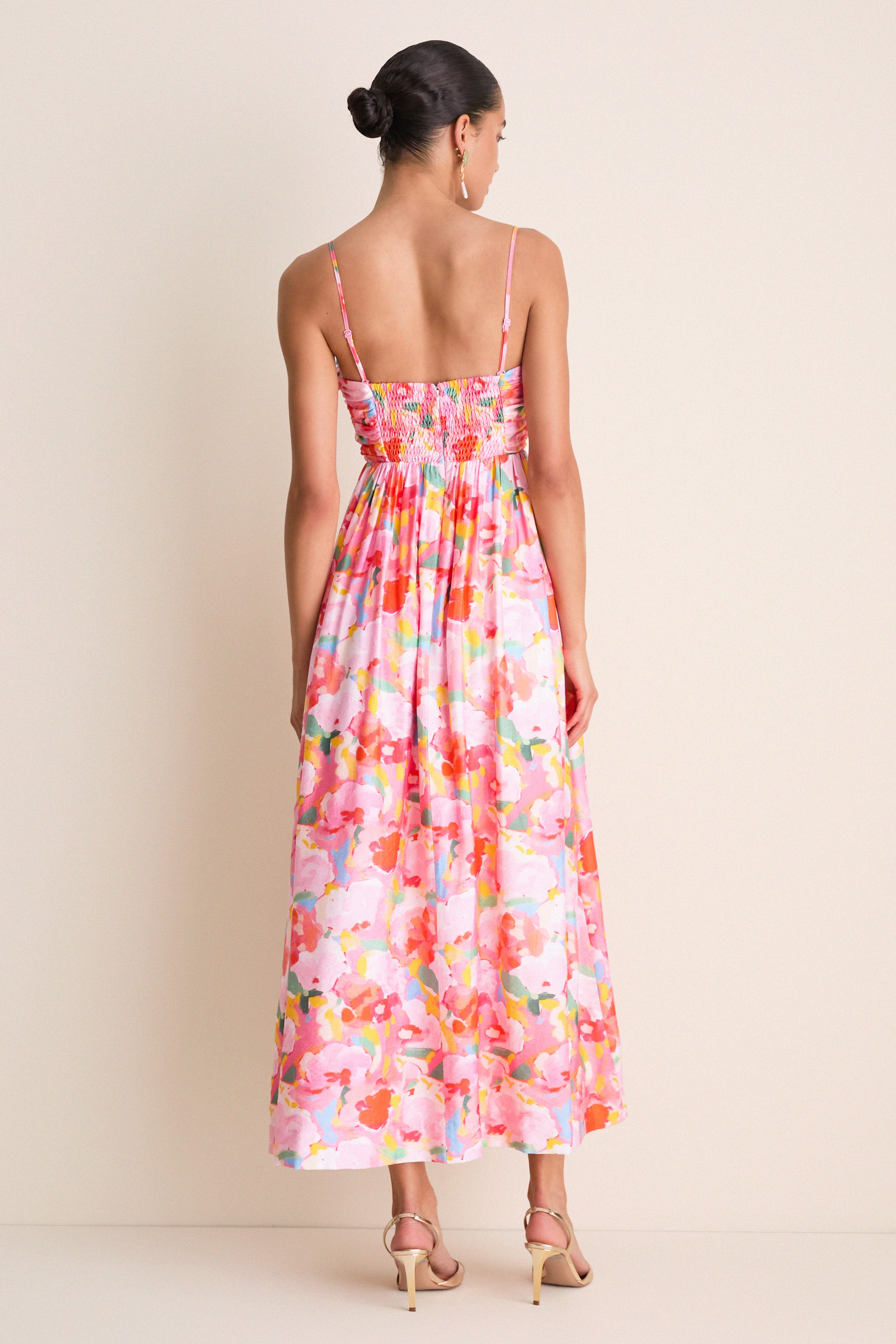 Pink Multi Watercolor Harper Maxi Dress