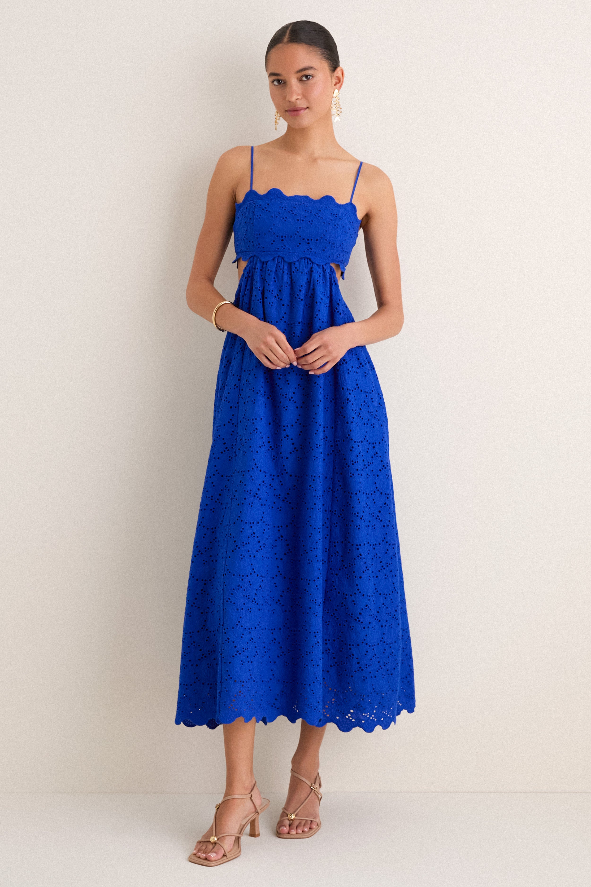 Hyacinth House Blue Eyelet Cut-Out Larkspur Dress Blue Eyelet / L
