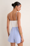 White & Blue Stripe Mixed-Media Magnolia Romper