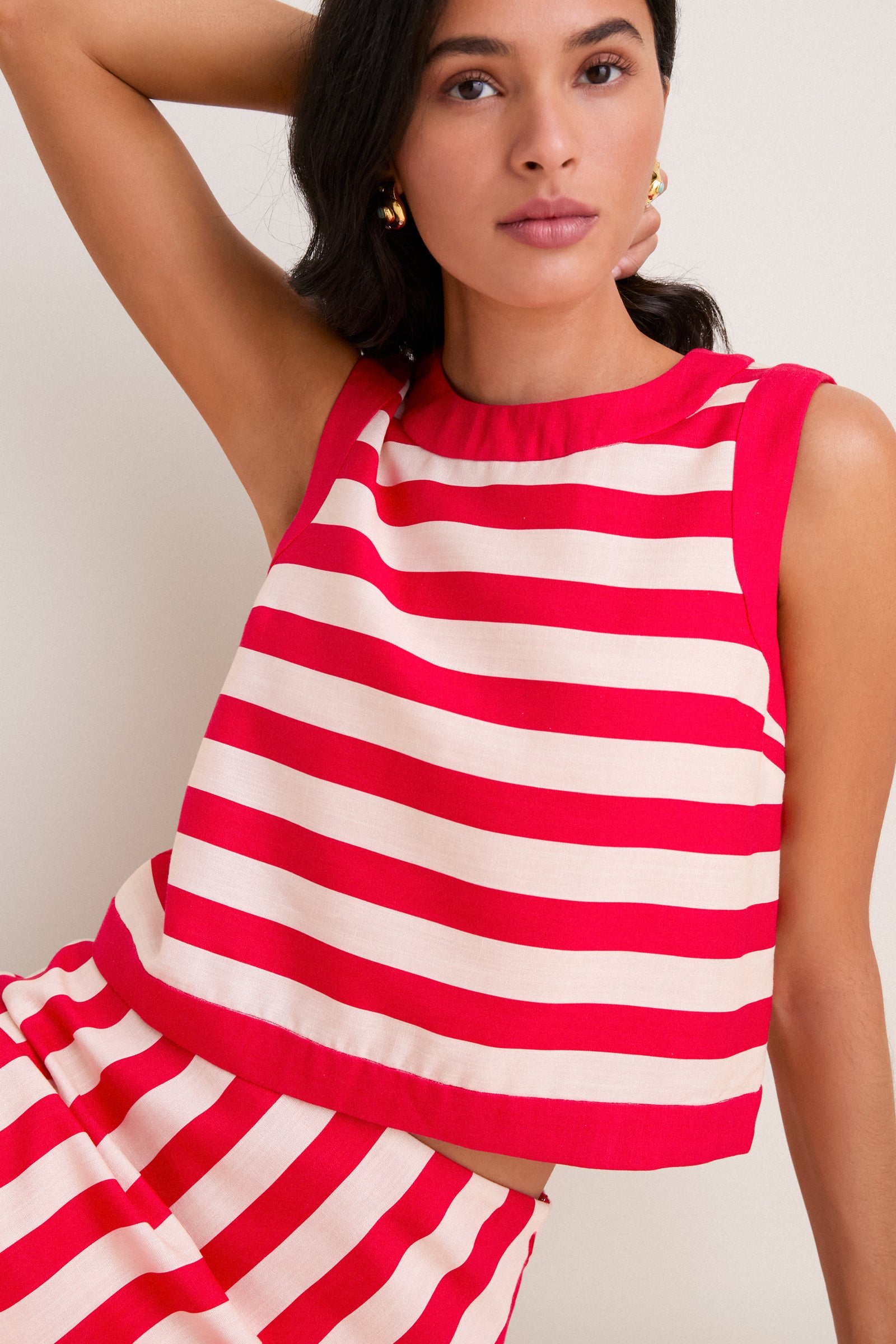 Red & Tan Cabana Stripe Rosemary Tank