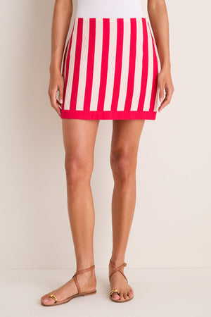 Red & Tan Cabana Stripe Verey Mini Skirt