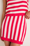 Red & Tan Cabana Stripe Verey Mini Skirt