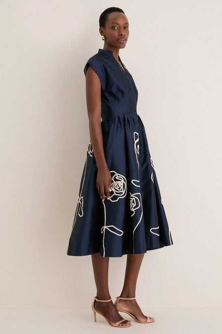 Navy Selene Midi Dress