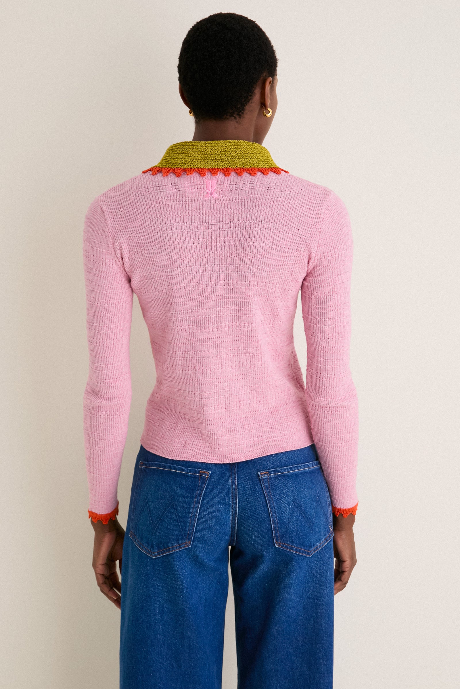 Solid Pink Picket Polo Jumper