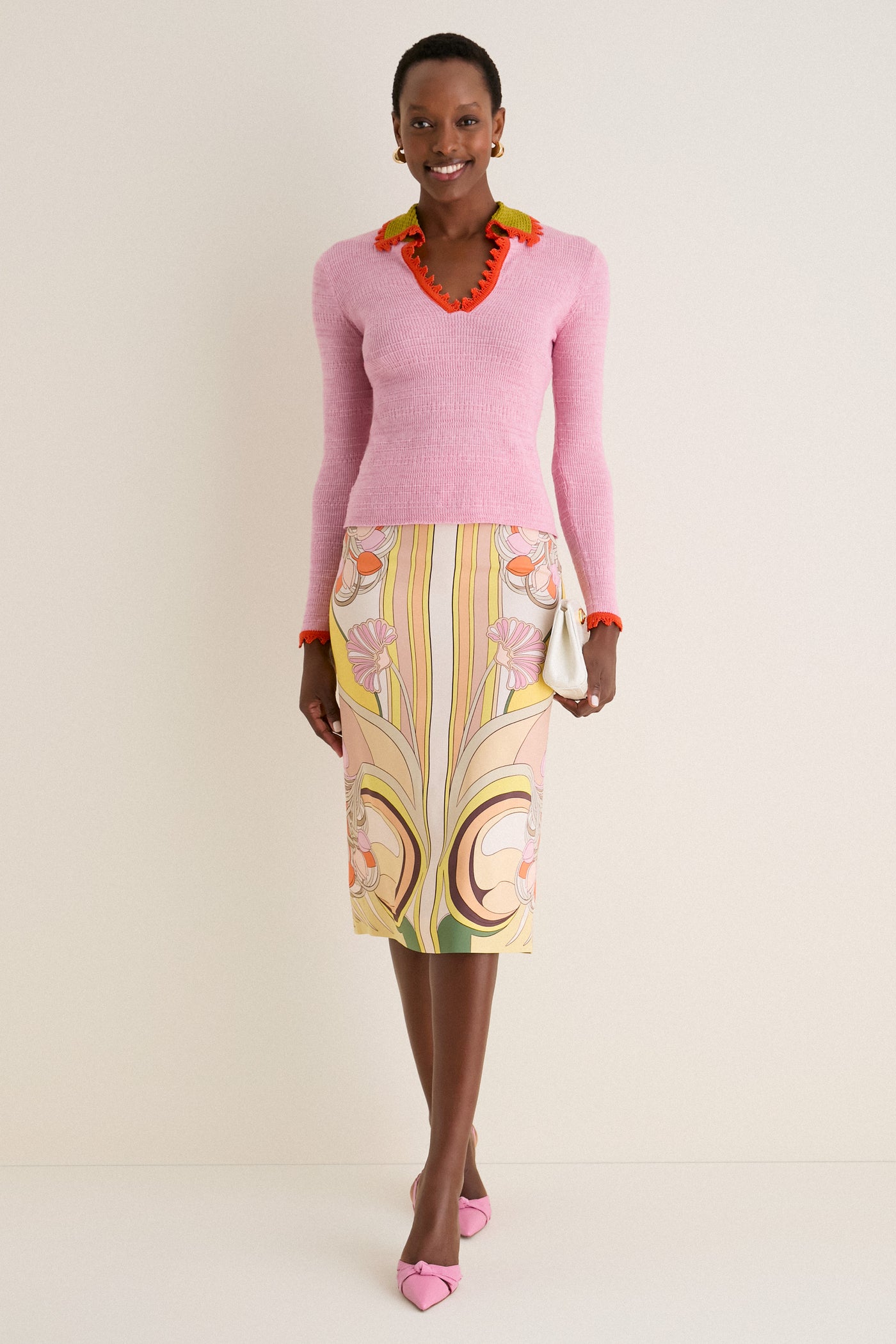 Solid Pink Picket Polo Jumper