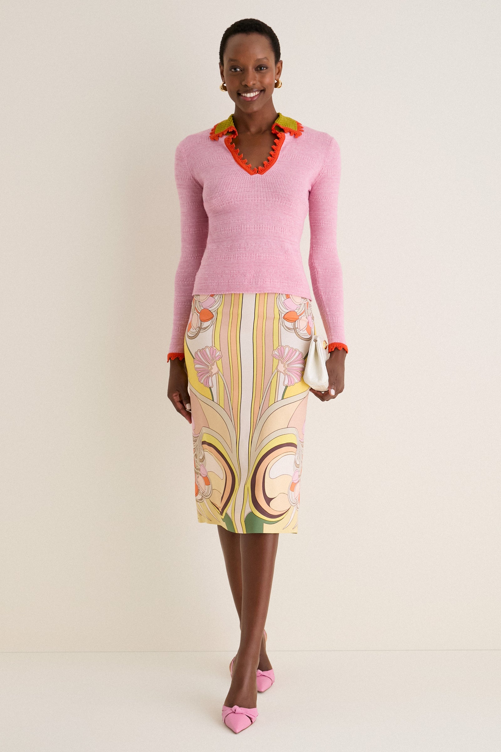Solid Pink Picket Polo Jumper