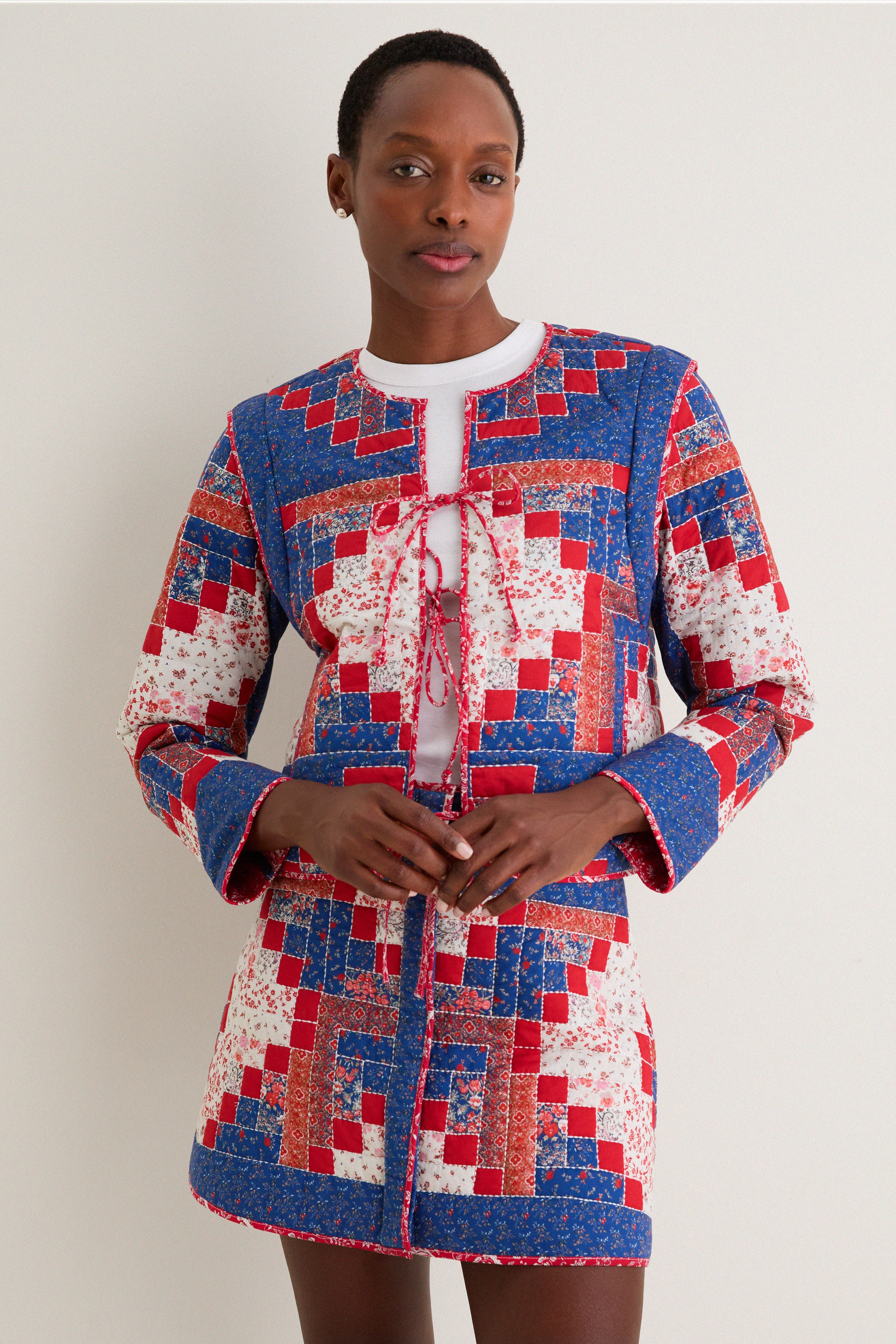 Blue Multi Quilted Louise Mini Skirt | Love the Label
