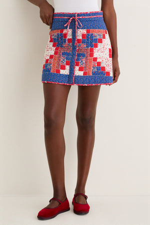 Blue Multi Quilted Louise Mini Skirt