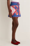 Blue Multi Quilted Louise Mini Skirt