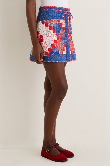 Blue Multi Quilted Louise Mini Skirt
