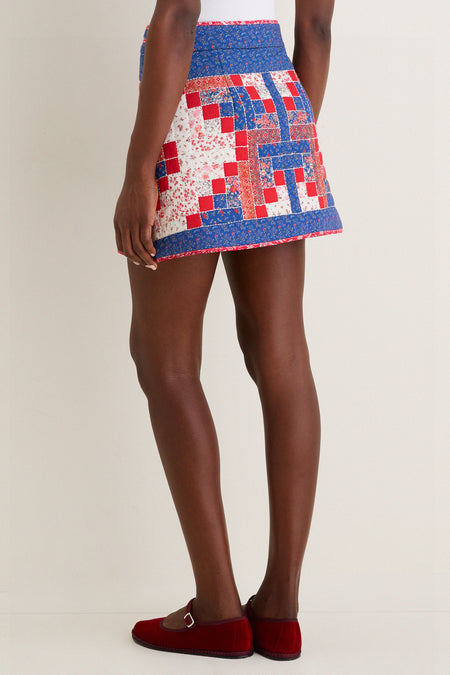 Blue Multi Quilted Louise Mini Skirt