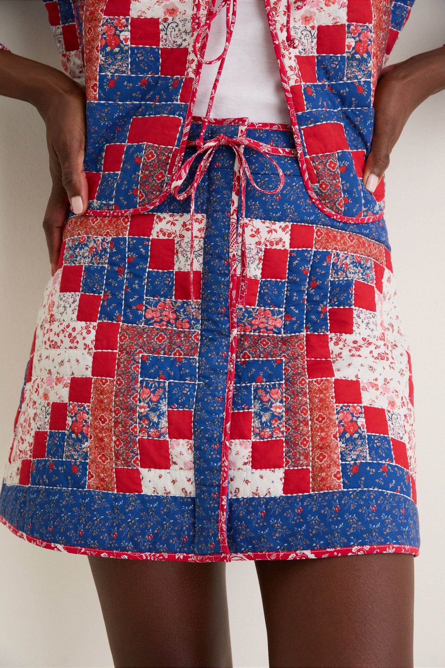 Blue Multi Quilted Louise Mini Skirt