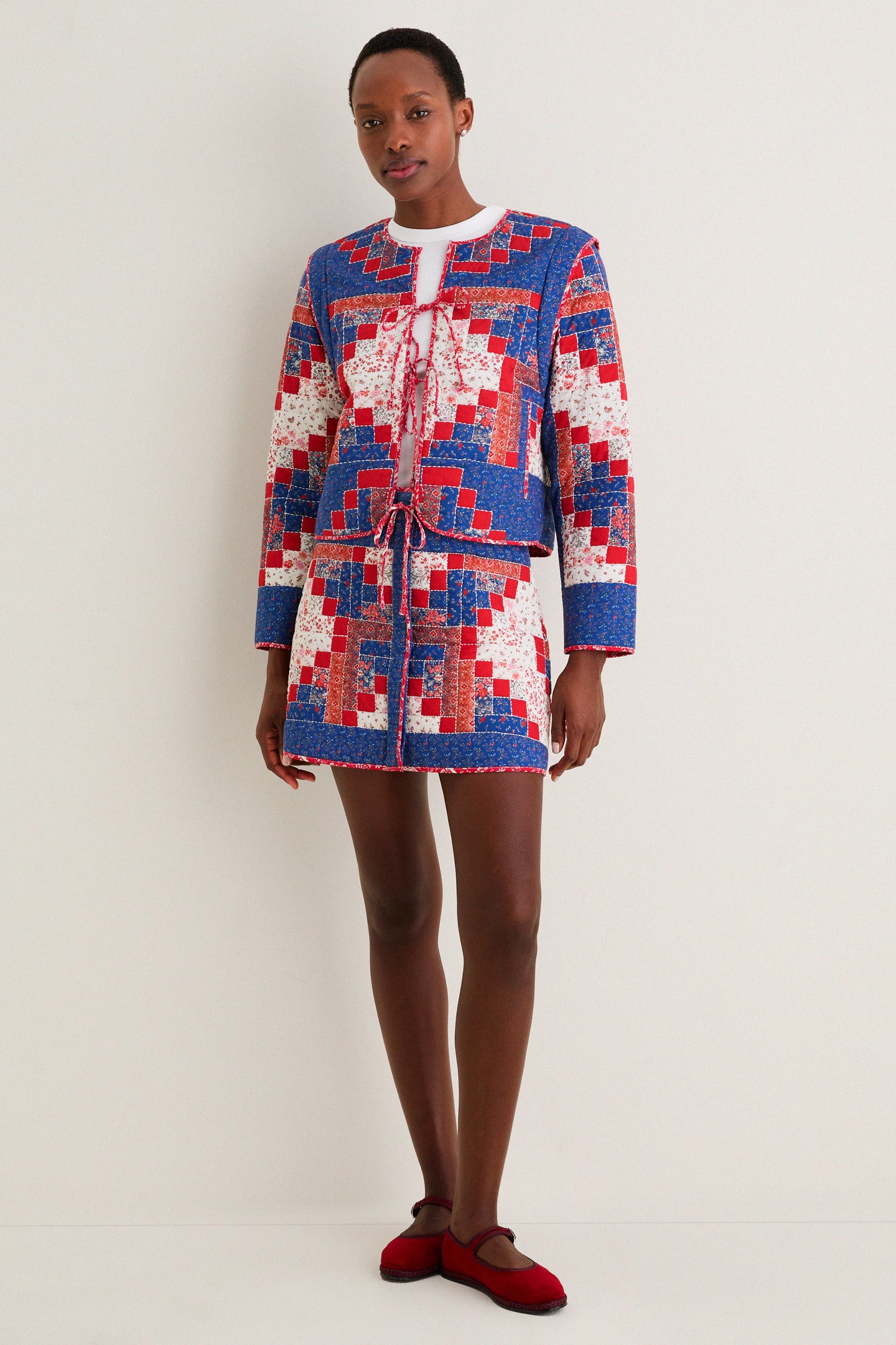 Blue Multi Quilted Louise Mini Skirt