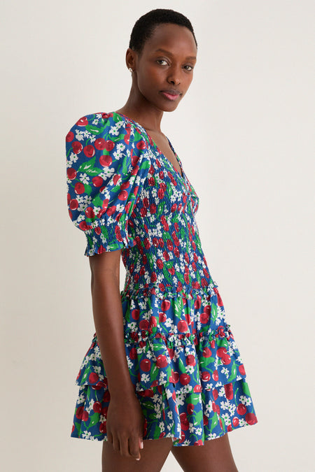 Miss Cherry Print Audrey Short Sleeve Dress
