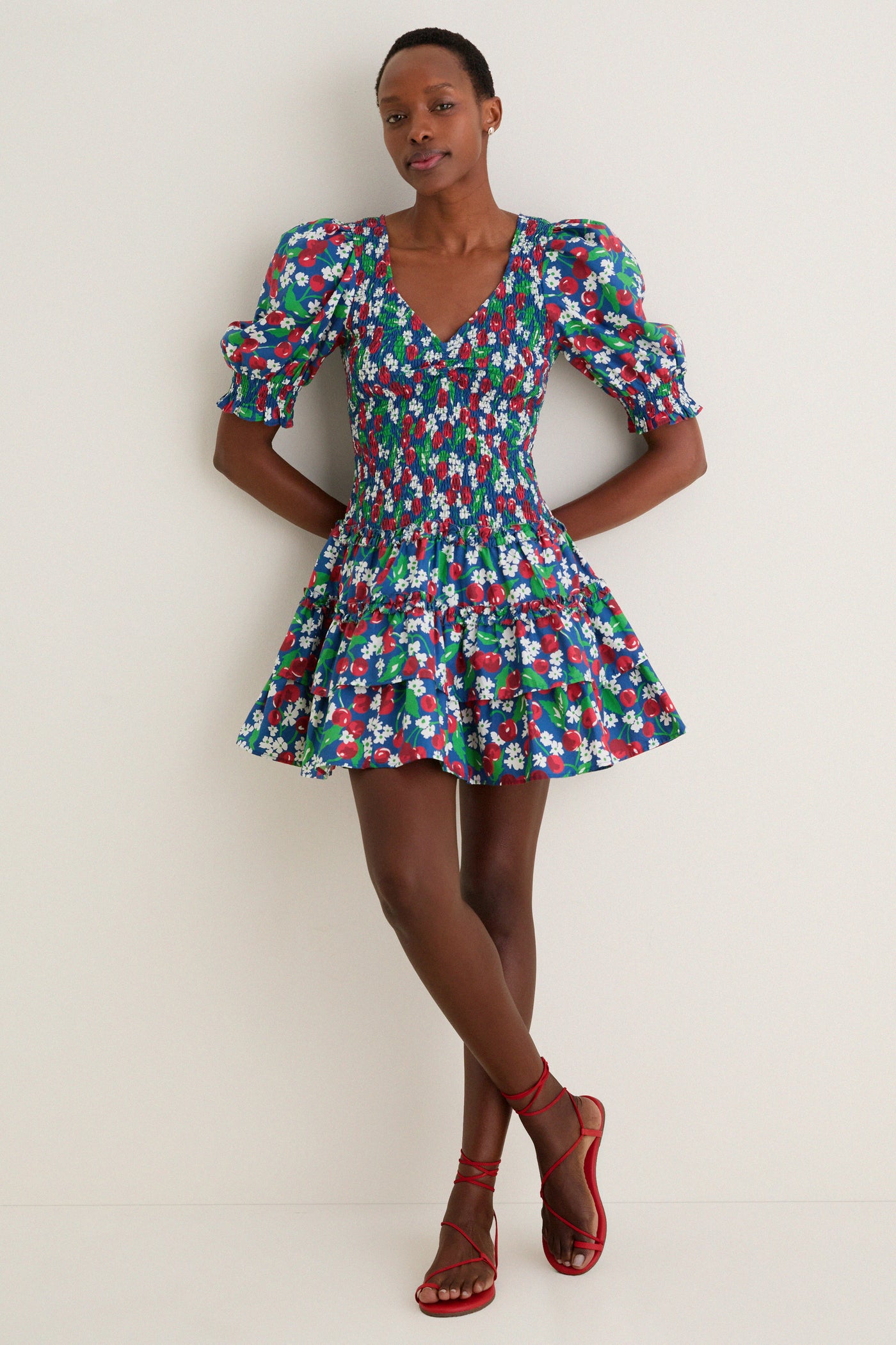 Love the Label Miss Cherry Print Audrey Short Sleeve Dress Miss Cherry Print / XS Love the Label Miss Cherry Print Audrey Short Sleeve Dress Miss Cherry Print / XS