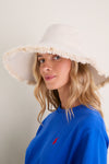 Natural Custom Fringed Canvas Packable Sunhat