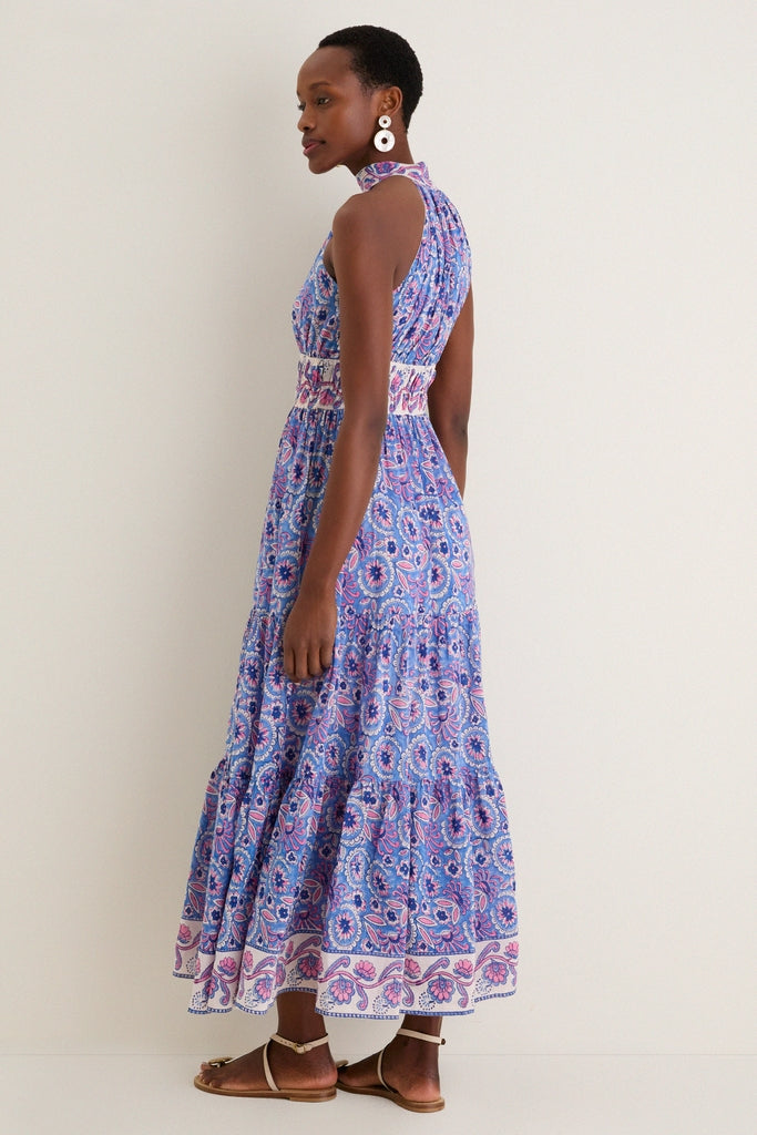 Blue with Pink Flowers Bella Halter Maxi Dress | Bell by Alicia Bell Blue with Pink Flowers Bella Halter Maxi Dress | Bell by Alicia Bell