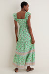 Green with Pink Flowers Fleur Maxi Dress