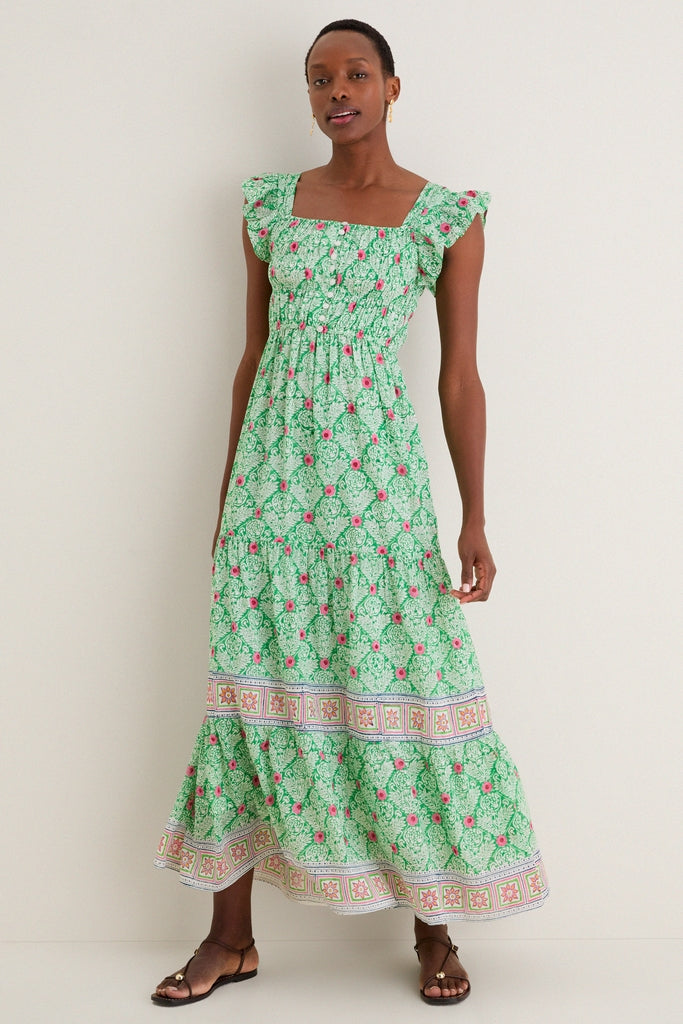 Bell by Alicia Bell Green with Pink Flowers Fleur Maxi Dress Green with Pink Flowers / M Bell by Alicia Bell Green with Pink Flowers Fleur Maxi Dress Green with Pink Flowers / M