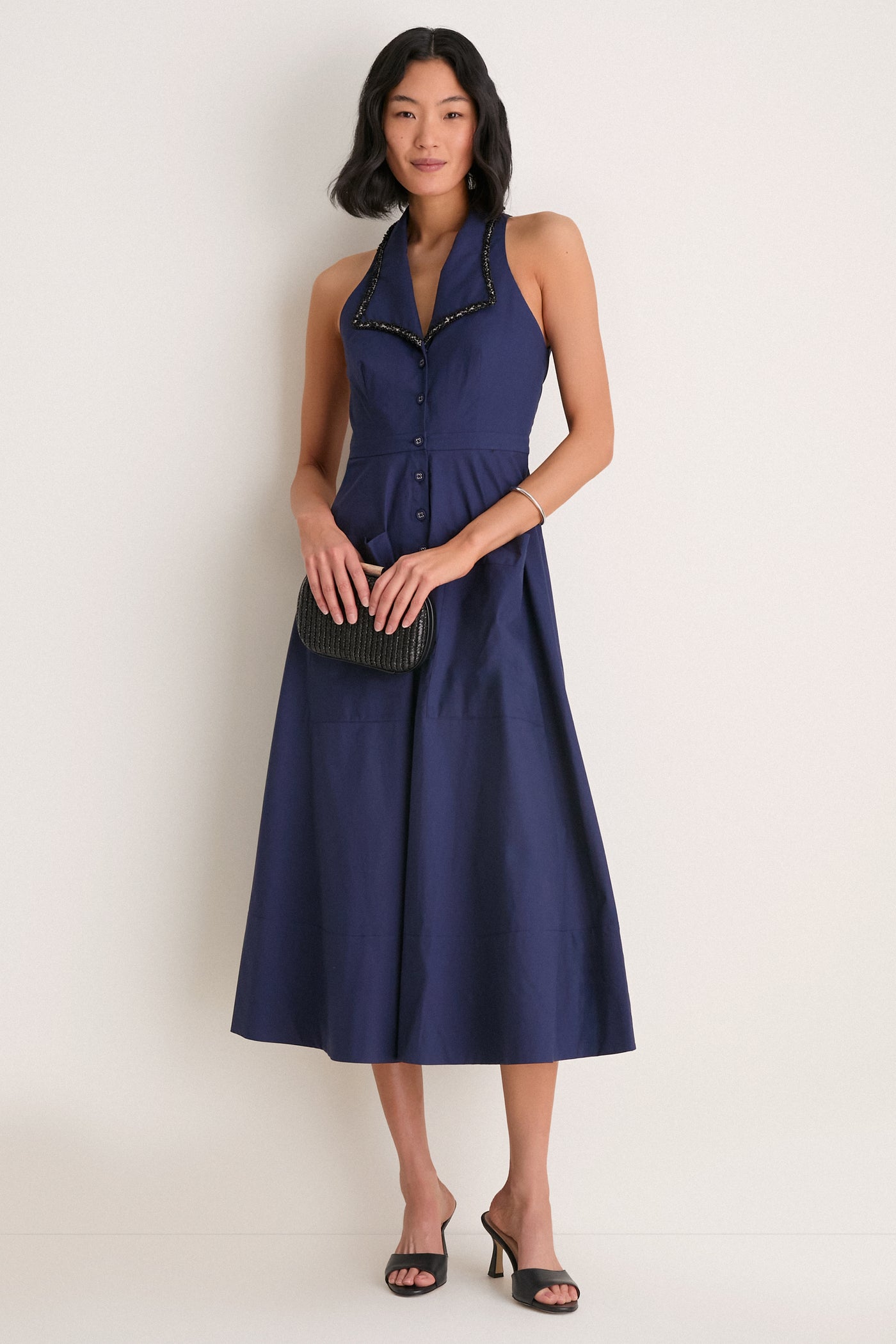 True Navy Jessica Midi Dress | Saloni True Navy Jessica Midi Dress | Saloni