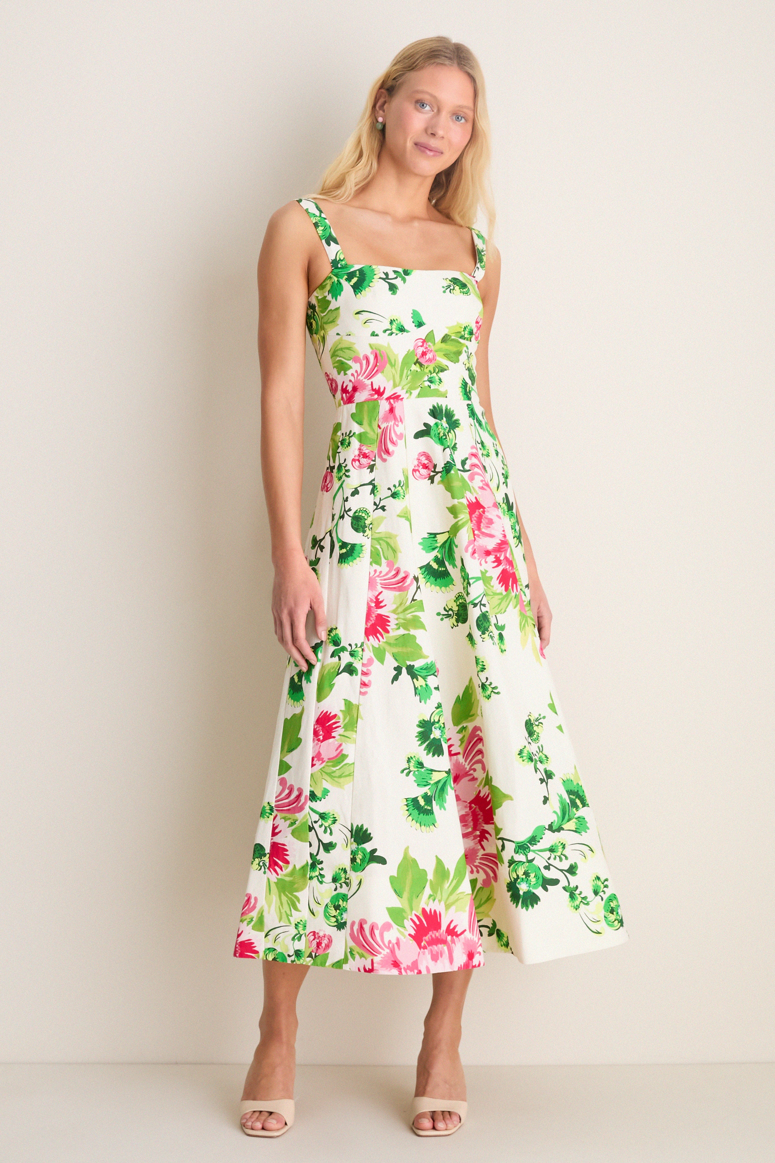 Saffier Bouquet Sabrina Midi Dress | Saloni