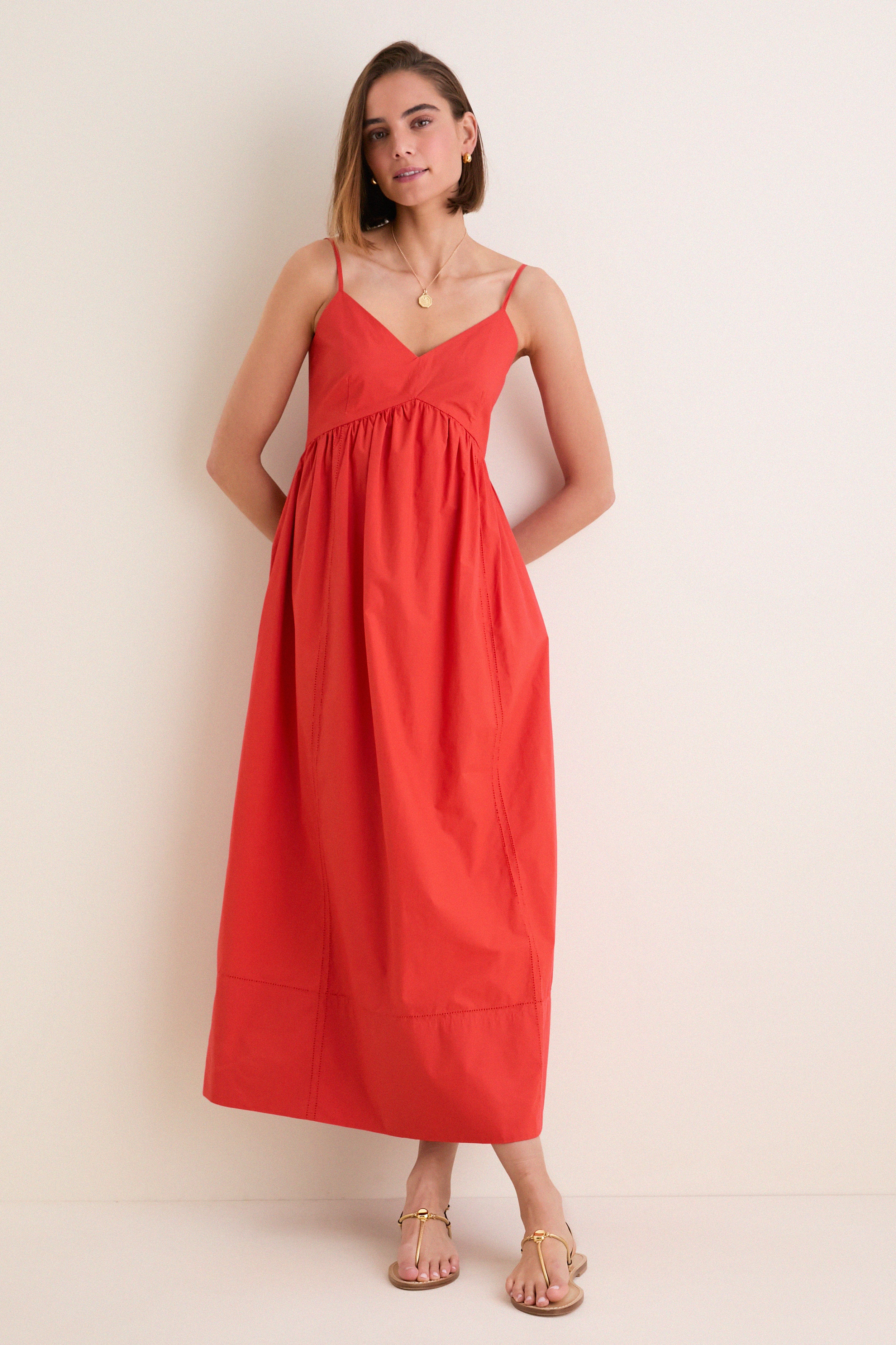 silk tomato dress Staud Lucca Tomato Silk Midi-Dress