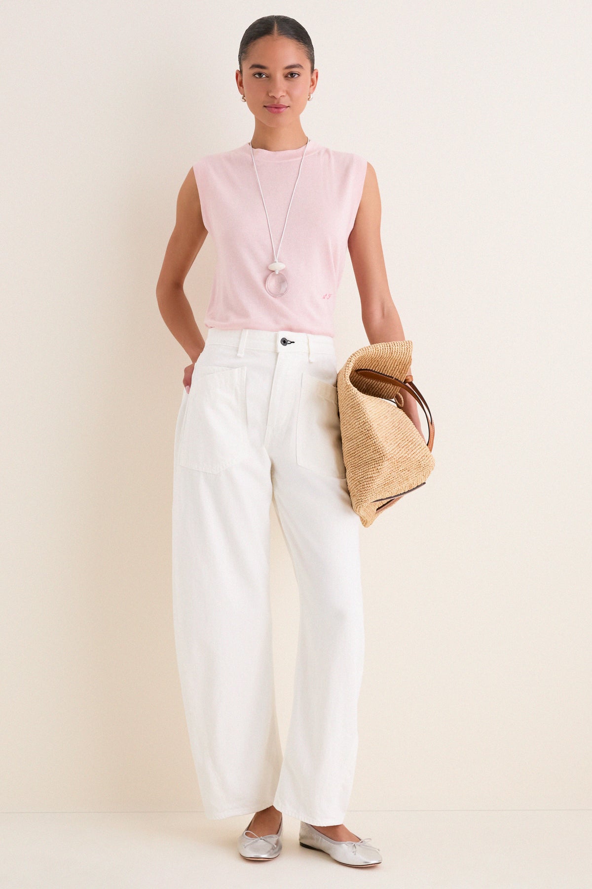 Ivory Twisted Barrel Jean