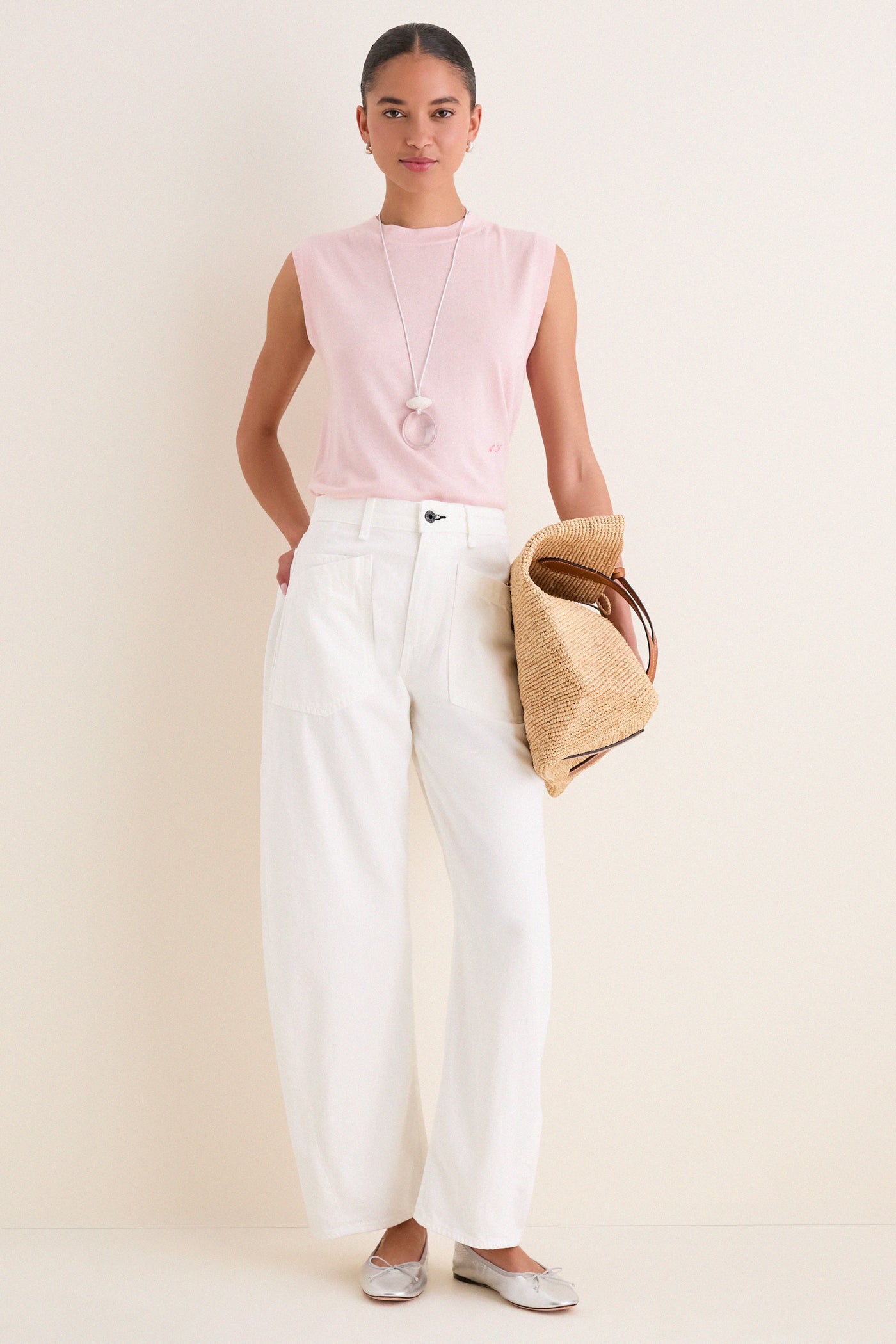 Ivory Twisted Barrel Jean