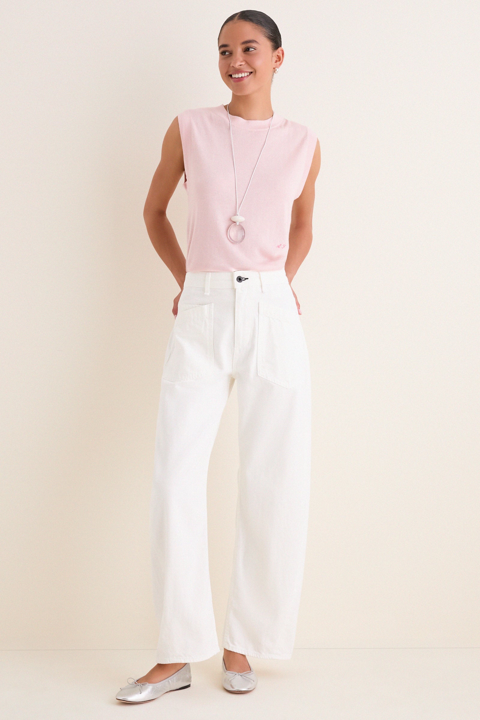 Ivory Twisted Barrel Jean