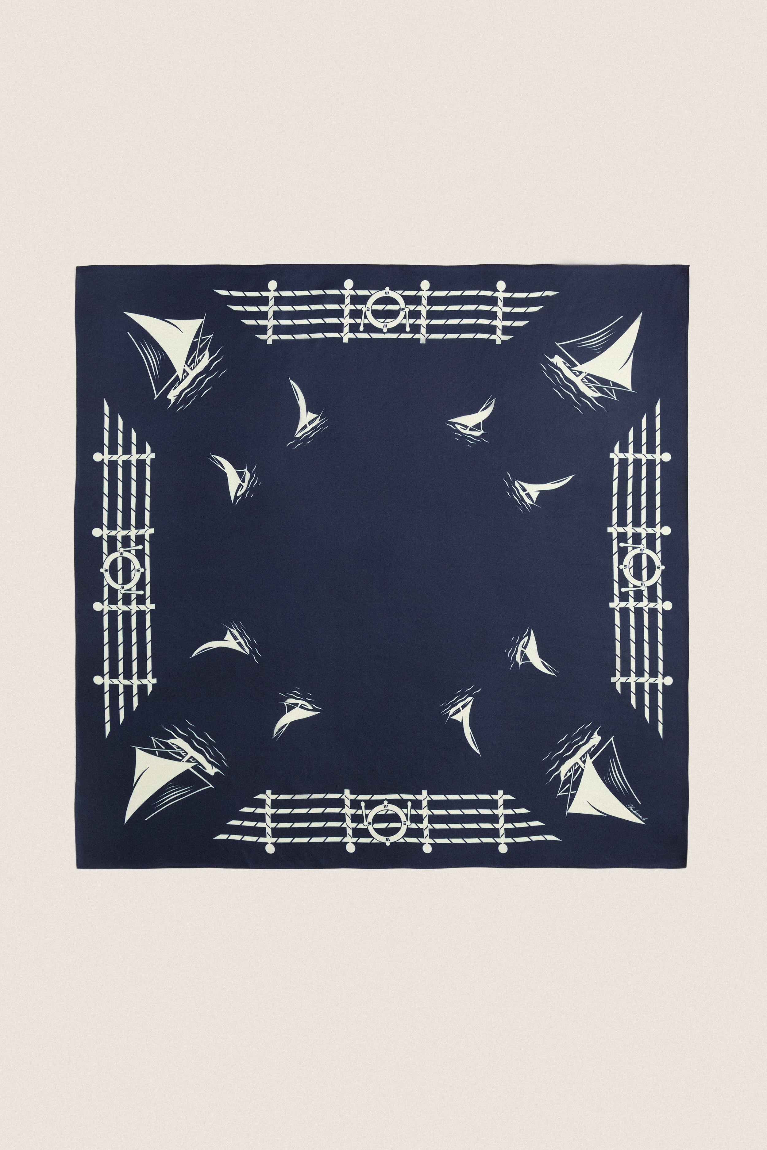 Navy Ships Medium Silk Scarf | Tuckernuck Accessories
