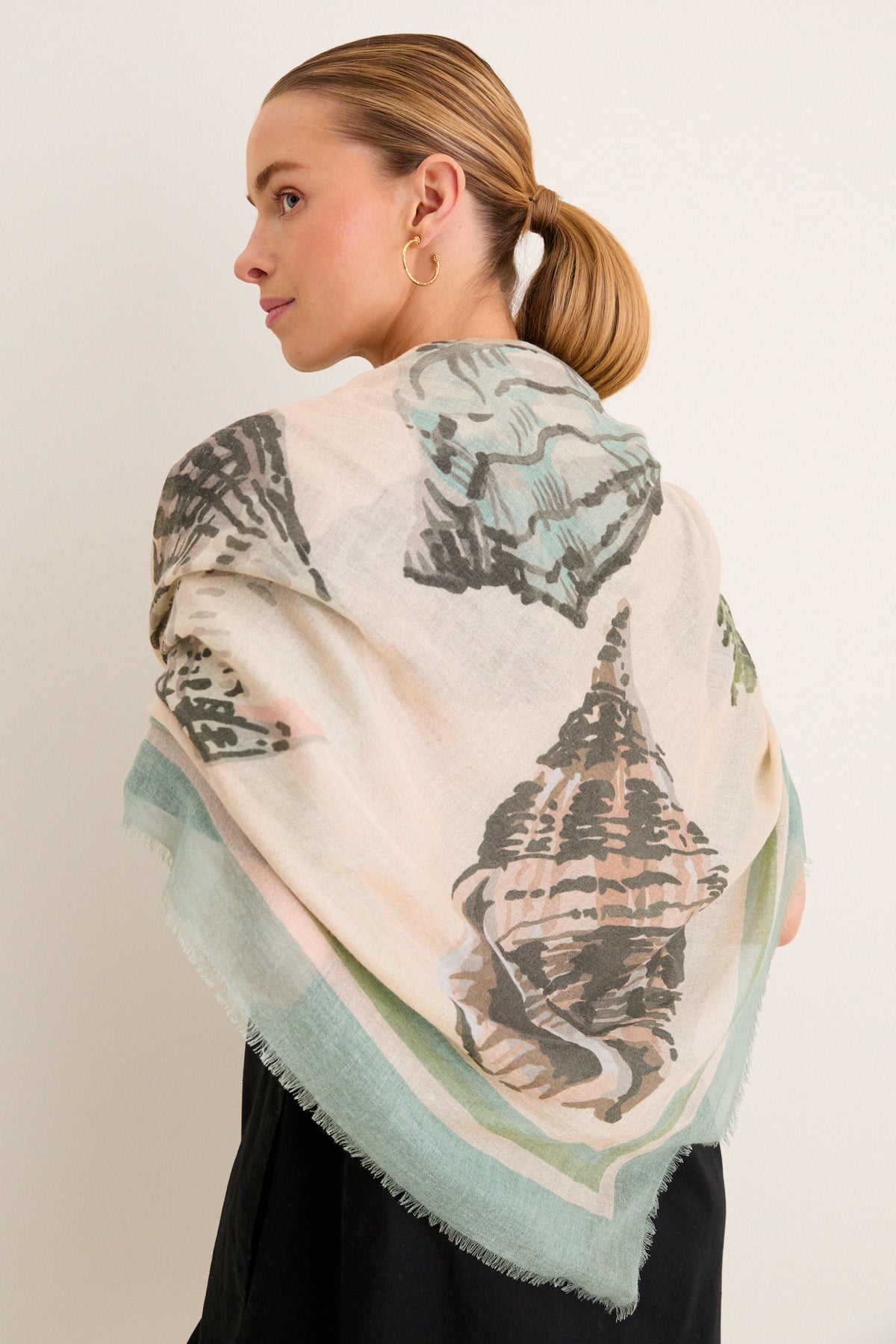 Painted Shells Silk Cashmere Blend Large Scarf