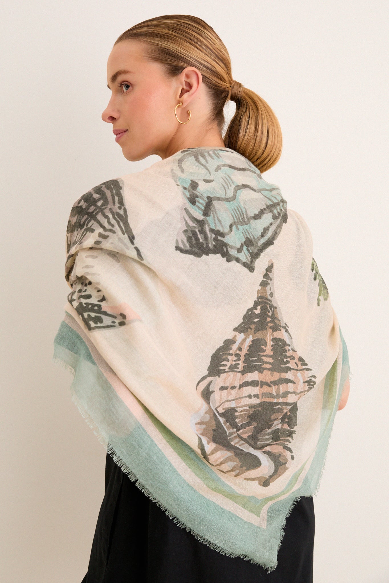 Painted Shells Silk Cashmere Blend Large Scarf