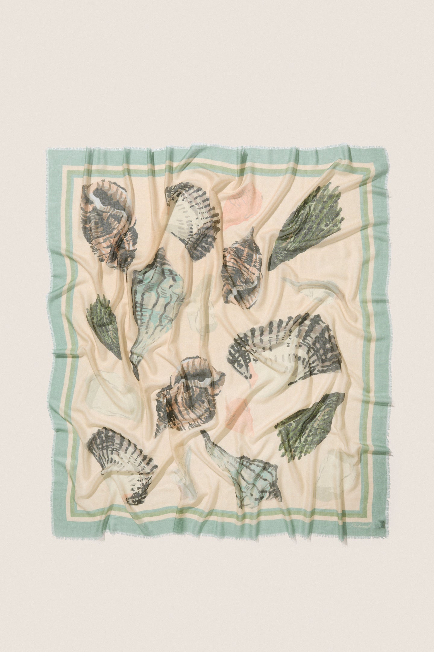 Painted Shells Silk Cashmere Blend Large Scarf